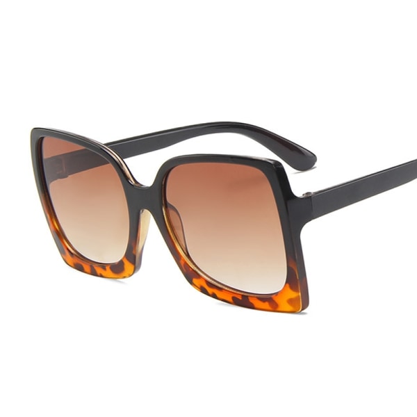Oversized firkantede solbriller, damemode solbriller, damers store stel, retro spejl, retro luksus Black Leopard Style4