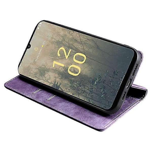 Reptåligt Telefonskal Kompatibelt För Nokia C32 RFID Texturerad Plånbok Magnetiskt Läder Flip Ställ Fodral Purple