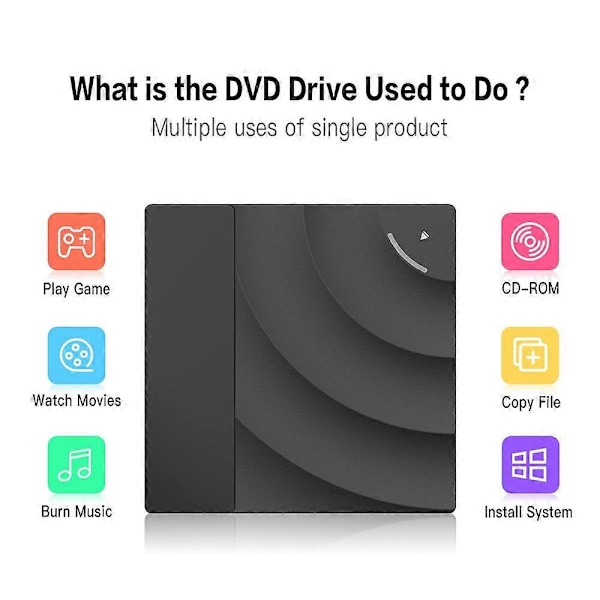 Ekstern Optisk Drev Bærbar DVD-afspiller, Høj Hastighed USB 3.0 CD DVD-RW Slim Disk Læser (blå)