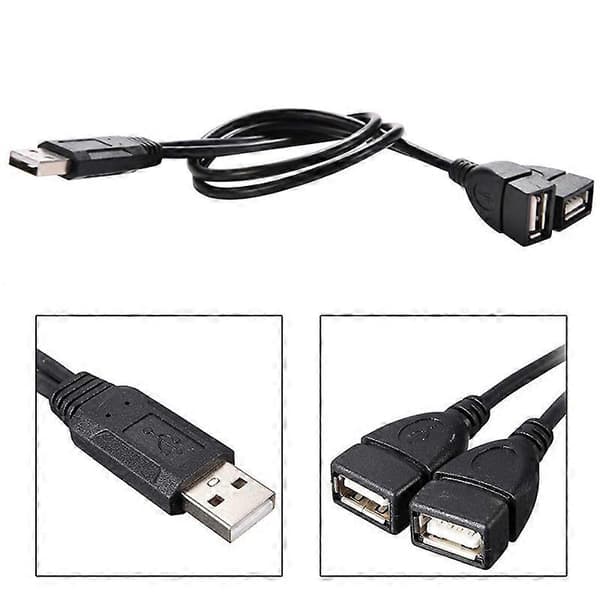 1X USB 2.0 A Han Til 2 Dobbelt Hun Jack Y Splitter Adapter Hub NY Strøm P4F0