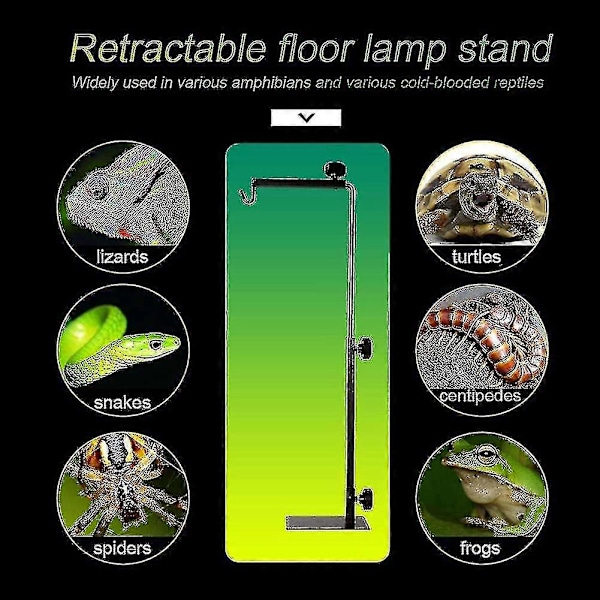 Reptil Lampeholder med Justerbar Base, Metal Gulvlampeholder til Habitat