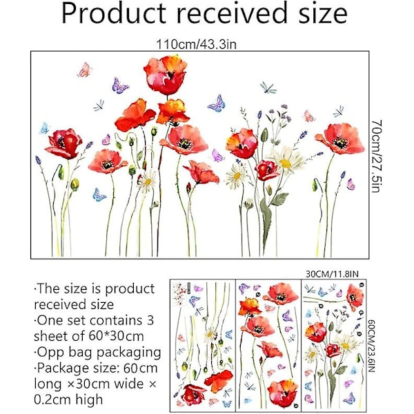 Väggdekaler Växter Blommor, Dekorativa Växtdekaler, Tropiska Växt Väggdekal Sockel Väggdekal Fönsterdekoration Dekaler för Barnrum,