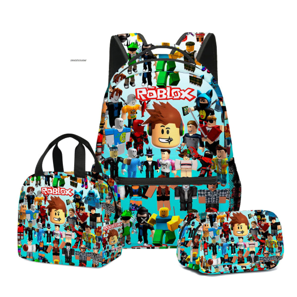 Tegneserie Robloxing Barneskolesekk + Matboks + Penal Orange