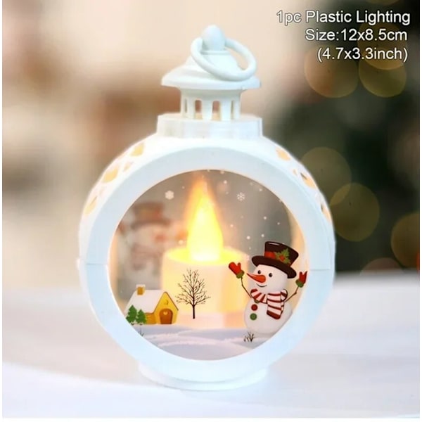 Upplyst Jul Snögloblykta Batteridriven LED Nattlampa med Krok Julgransprydnader Presentidéer snowman