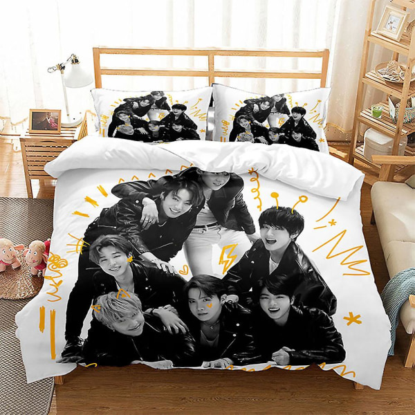 BTS 3D-printet sengesett dynetrekk dynetrekk putetrekk barnegave farge 6 AU single 140x210cm
