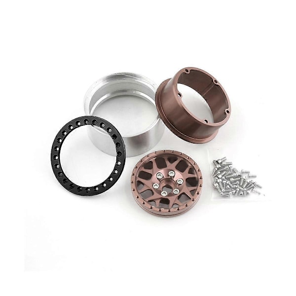 2.2 Metall Beadlock Felg Hjulnav for 1/10 RC Crawler Bil Axial SCX10 Wraith Capra RR10 RBX10 TRX4, Brun