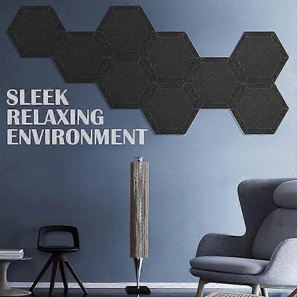 12 st Akustikskumskivor, Hexagonala Studio Lutningsklackskivor, Ljudisolering, för Ljudisolering