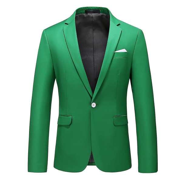 Herre Slim Fit Business Casual Blazerjakke med én Knap Green 2XL