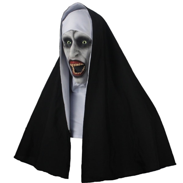 Kauhu Nunnanaamio Cosplay Pelottava Verinen Demoni Ghost Face Lateksinaamarit Päähuivilla Halloween Juhlapuku Rekvisiitta Deluxe horror nun mask