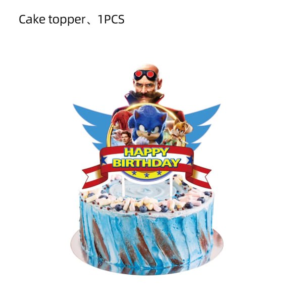 Uusi sarjakuva Sonic Juhlatarvikkeita Poikien syntymäpäiväjuhliin Kertakäyttöiset set Paperilautasella Kupit Lautasliinat Baby shower cake topper1pcs