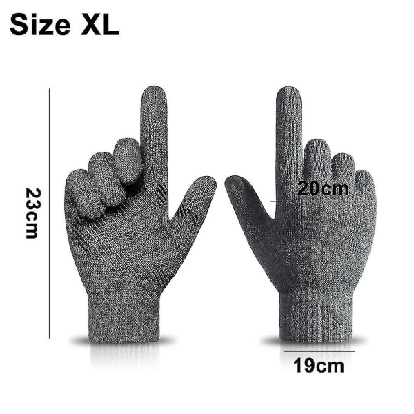 Vinterhansker for menn og kvinner, varme berøringsskjermhansker for kaldt vær S-xl Grey M