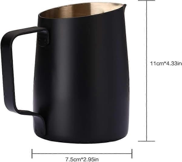 2025 Egnet Espresso Mælkeskummer Rustfrit Stål, Kaffe Latte Art Kop 420ML Sort