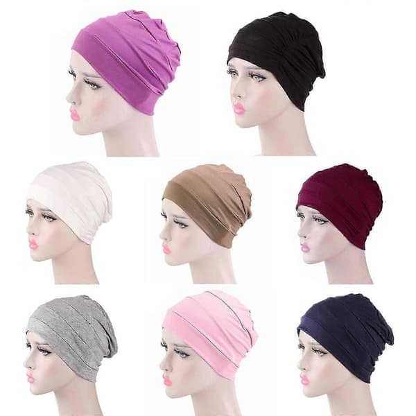Komfortabel cellegiftlue Cellegifthatter for kvinner Skullies Beanie Hodeinnpakning Hodeplagg for kreftpasienter Camel