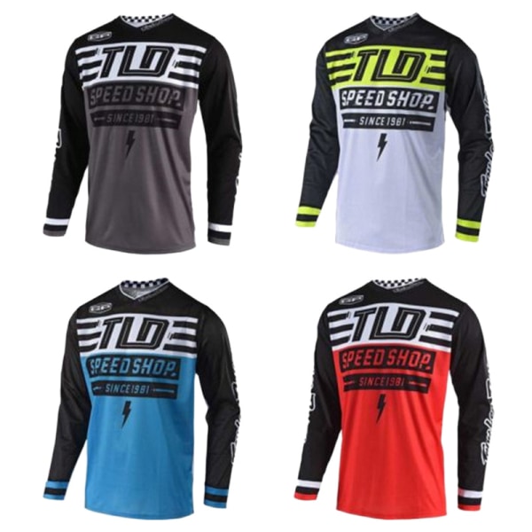 FOX sommar utomhus cykelkläder rund hals långärmad snabbtorkande andningsbar T-shirt red M