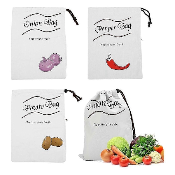 Potatis- och lökförvaringspåse Dragskopåse Lök Potatis Paprika Förvaringspåse Dragsko Fräschörpåse Shoppingväska