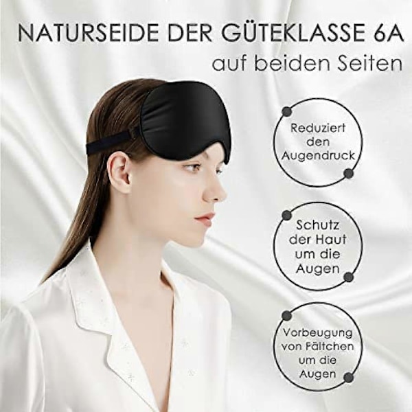 Sovmask i siden för kvinnor och män, justerbar ögonmask