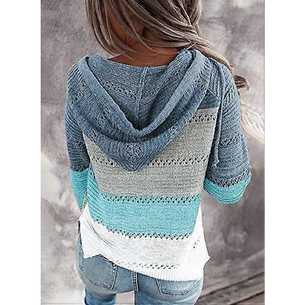 Stribede Hættetrøjer til Kvinder, Moderne V-hals Strikket Sweater Pullovers