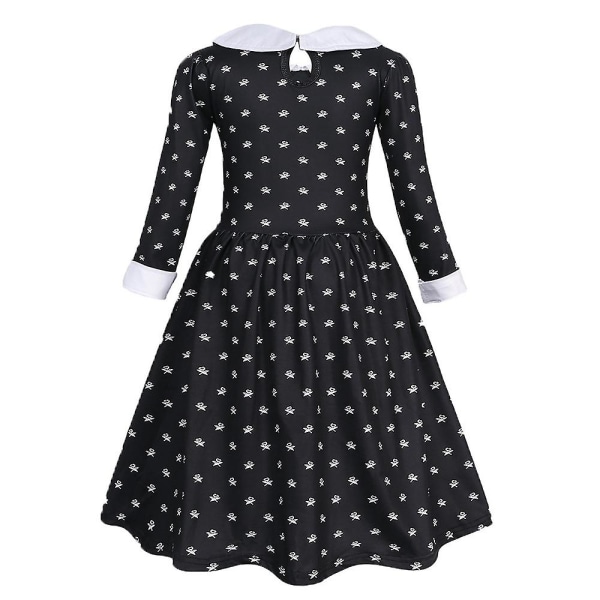 Keskiviikkoisin Addams Mekko Lasten Tyttöjen Cosplay-juhlamekko+laukku+peruukit/mekko+laukku/peruukit 4-10 vuotiaille Tyylikkäät pukeutumisasut Dress One Size