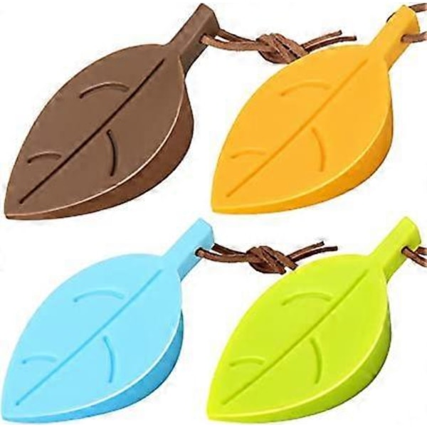 4-pack bladformade dörrstopp, silikondörrstopp, söta färgglada tecknade blad säkerhets flexibla dekorativa fingerskydd (grön)
