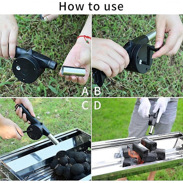 BBQ Vifteblåser, Håndsveiv Vifte Luftblåser for Kullgriller Utendørs Piknik Camping Matlagingsverktøy
