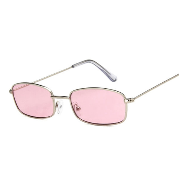 Klassiska Retro Rektangulära Solglasögon Dam Vintage Shades Godisfärgade Spegelglasögon Dam Fyrkantiga Körglasögon Silver Pink Style4
