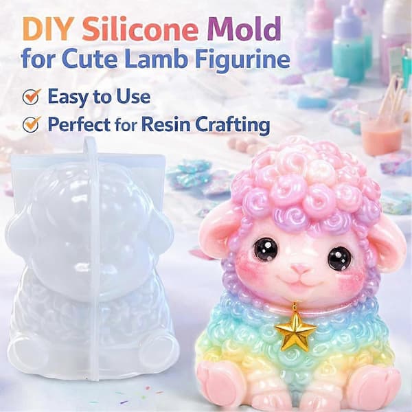 Kat Får Silikoneform DIY Håndværk Harpiks Figur Nøglering Form B