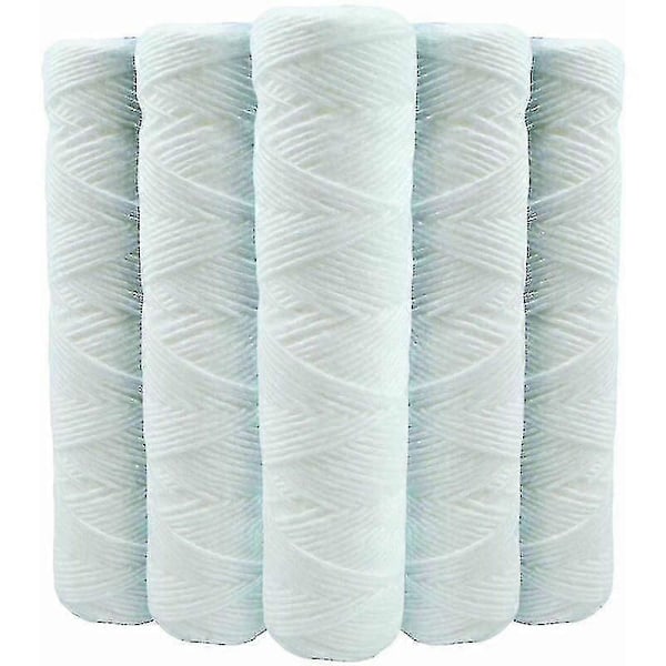 Set med 5 lindade vattenfilterpatroner anti-sediment 9 3/4 tum - 5 mikron kompatibla med 10-tumsfilter tillverkade i Frankrike-kryc