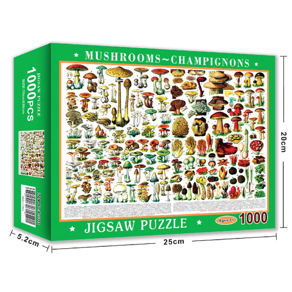 Pussel för 1000 bitar Papperspussel Pedagogisk Intellektuell Dekomprimering DIY Pusselspel Leksaker Present Mushroom