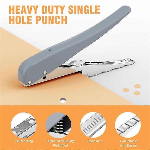 Kraftig enkelt hul punch, hulmaskine 25 ark kapacitet papir punch til papir ID PVC kort Scr