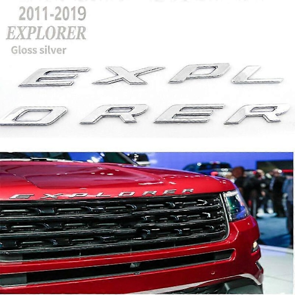 Explorer Bil Emblem Front Hood Emblem 3D Bogstaver Explorer Mærkat Passer til 2011-2019 Explorer (Gloss