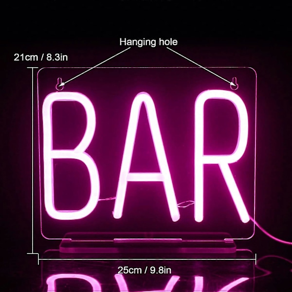 Pink Bar Neonskilte Bar Led Neonlysskilt Med Akrylbase Neon USB Væglampe Hængende Led Lyssilt Til Hjemmebar Pub Cocktail Øl Spil Fest Sig