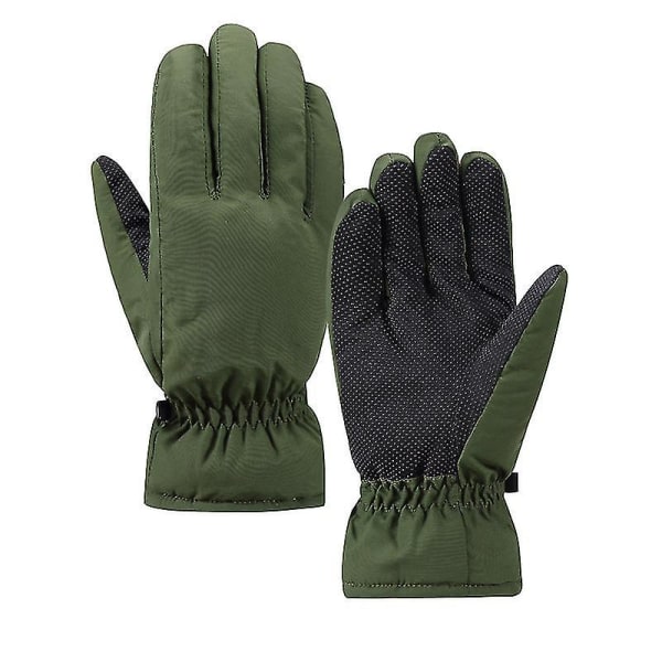 Vindtætte varme handsker til mænd, vinterfleece, udendørs ridning, elektrisk motorcykel S-xl Green L