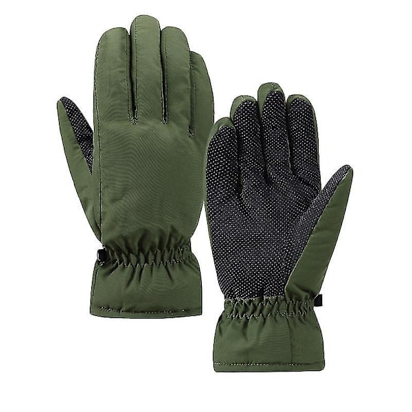 Vindtætte varme handsker til mænd, vinterfleece, udendørs ridning, elektrisk motorcykel S-xl Green M