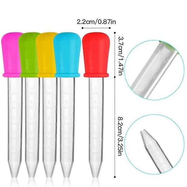 8-pack Flytande Droppare Silikon 5ml Klar Flytande Medicin Ögondroppare med Bulbspets för Barn Godisform (med rengöringsborste), babymedicinmatare myra