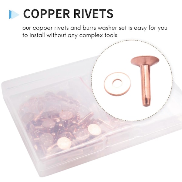 50 Set Kopparnitar och Brickor, Läderbälten Plånböcker, Kopparnitar i Läder, Läder DIY Hantverk S