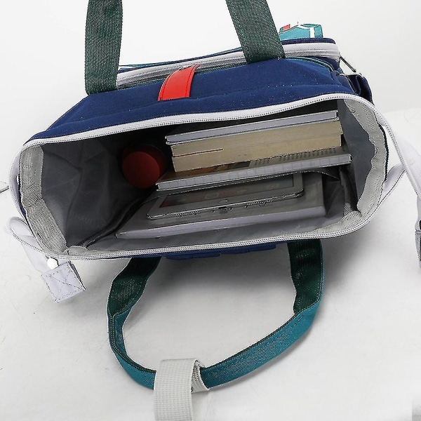 Bærbar Mote Personlighet Ryggsekk Kontrastfarge Ryggsekk Nylon Barneskoletaske light blue