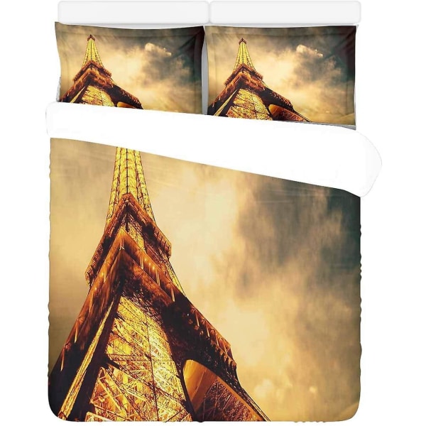 3-osainen vuodevaatteet set yöllä Eiffel-tornin cover ja 2 tyynyliinaa kodin vuodevaatteille huoneen sisustamiseen