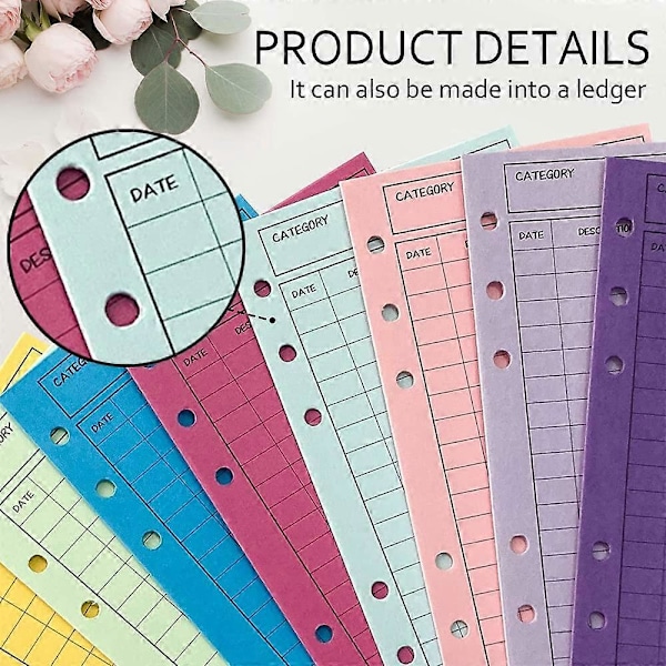 12 Färgers Budgetkuvert med Hål Thicker Cash Envelope System Sparpengar Organizer Kuvert