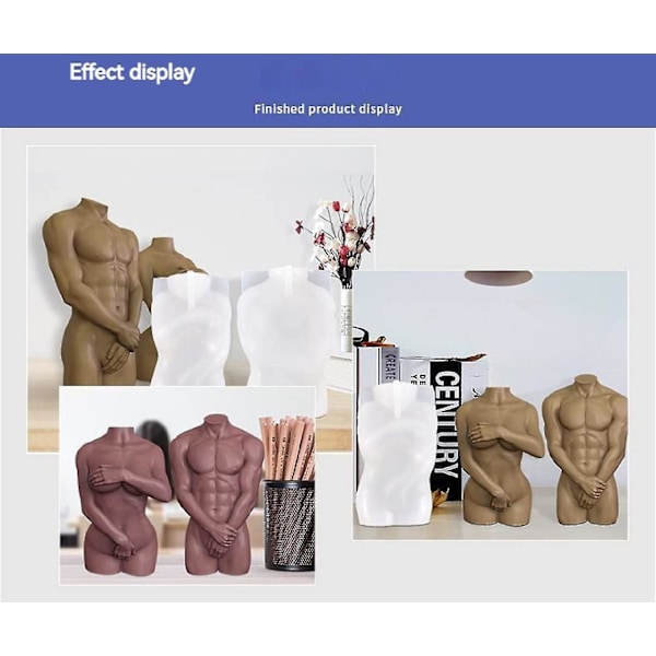 Silikoneform til kropslys, 2 stk. 3D kropsform lysforme, lysforme til DIY