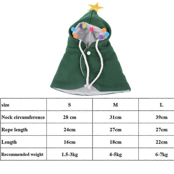 Julekostume til kæledyr, julekappe til hvalpe, til katte og små til mellemstore hunde (S)