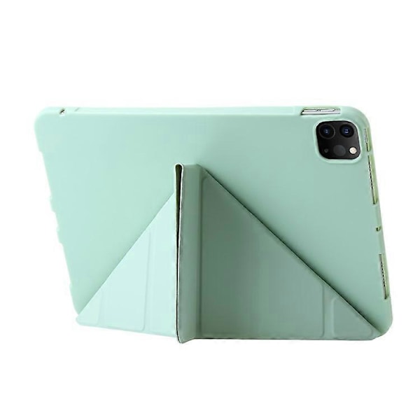 Kompatibel med iPad Pro 13 (2024) Deksel Origami Stativ Auto Sleep / Wake PU Lær+Silikon Nettbrettdeksel Green