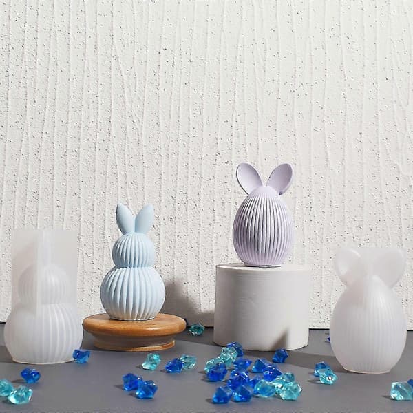 3D Kaninæg Påske Silikoneform, DIY Kanin Lysforme, Harpiks Støbeform til Lysfremstilling Polymer Ler Håndværk Gips, Aromaterapi Håndværksforme