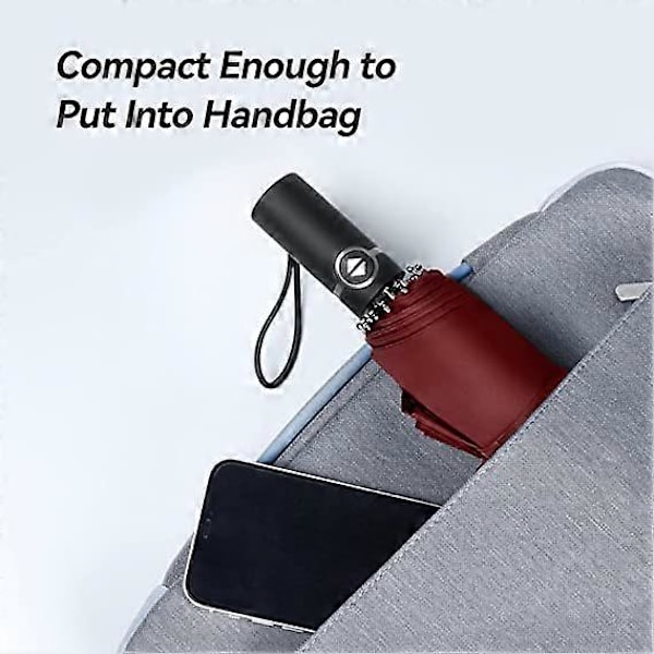 Automatisk Foldbar Paraply, 8-Ribbers Paraply, Kompakt Foldbar Paraply, Stor Vindafvisende Paraply, Kompakt Håndholdt Rejseparaply Perfekt til Turen