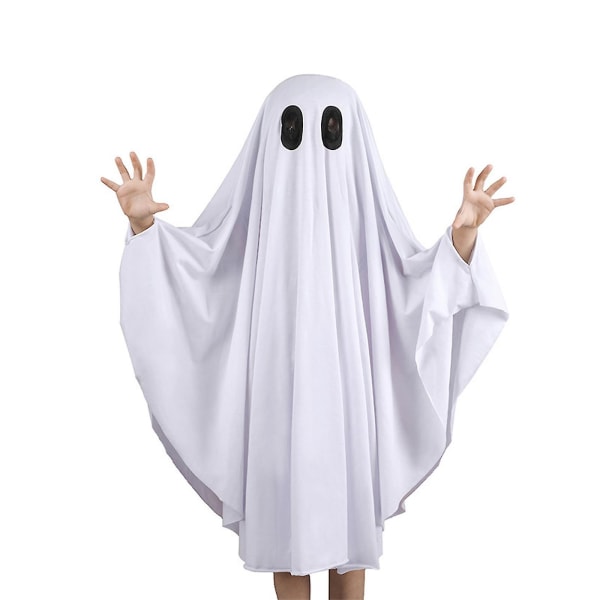 Spøgelse Halloween Kostume til Børn Småbørn Halloween Spøgelseskappe Uhyggelig Men Sød Cosplay Halloween Festartikler, One Size til Børn i Alderen 1-9 S