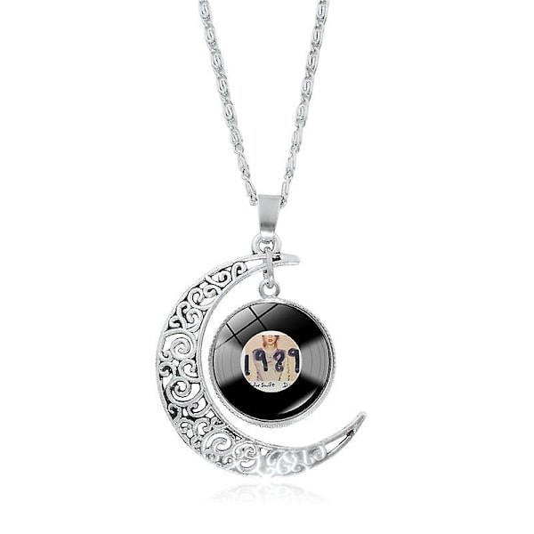 Mångsidigt ihåligt måne Taylor Swift vinylskiva hängsmycke halsband style13