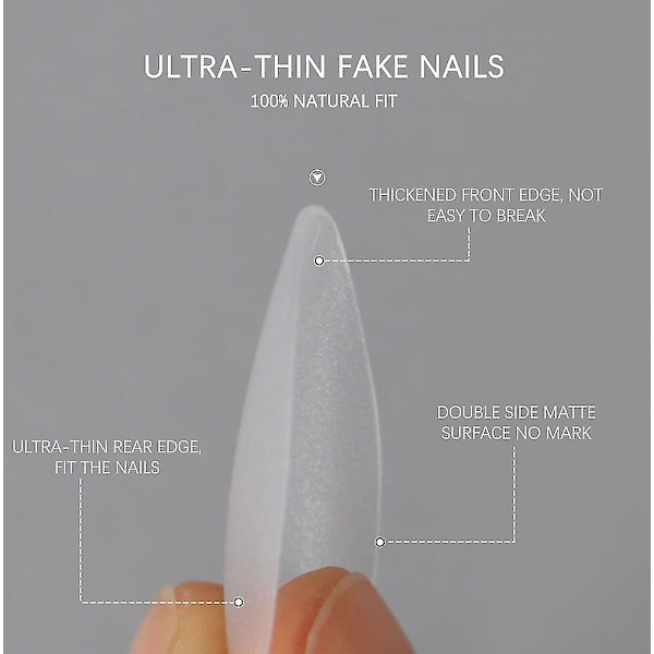 360 st/förpackning Matta Lösnaglar Mandel/Fyrkant/Kista Squoval Lösnagel Press On Gel Nagel Tips 3