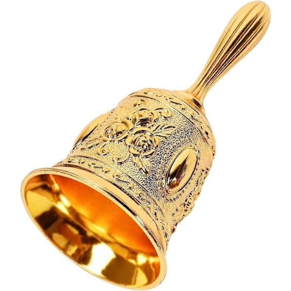 Bell, Handklocka, Metall Handklocka, Handklocka, Handklocka Bordsklocka för Skola, Restaurang, Hotell, Juldekorationer (Guld)