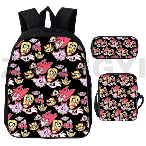 Tegneserie Hazbin Rygsæk Herre Sports Skoletaske Sæt med 3 Hazbin8 3 Pcs Set 16 inch