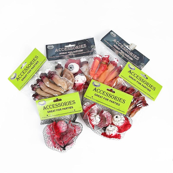 5 stk. Halloween Dekor Skrekkrekvisitter Blodig Brukket Finger Øyeeple Øre Vanskelig Leke Falske Kroppsorganer For Hjemsøkt Husfestutstyr 5pcs White Eyeballs