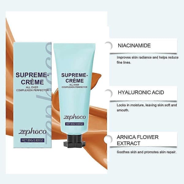 Supreme Creme All-Over Complexion Perfector Långvarig CC Cream Foundation, Jämn Hudton Täcker Skavanker 2pcs